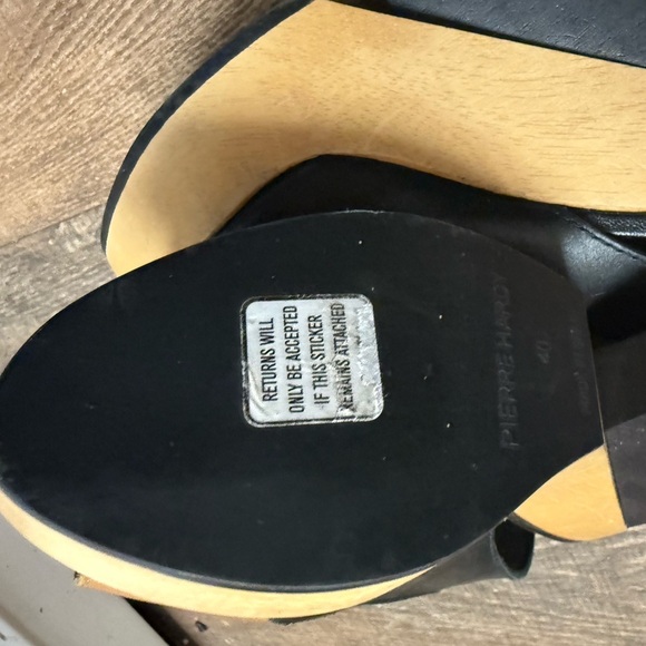 Pierre Hardy NWT size 8 wood & leather Black and Tan Platform Slingbacks - Picture 5 of 11